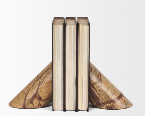 Mercana Rahima Brown Forest Marble Angled Bookends - Image 3