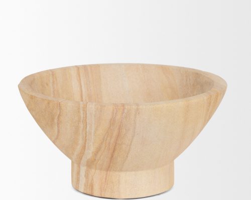Mercana Ramira Beige Sandstone Decorative Pedestal Bowl - Image 3
