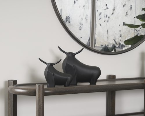 Mercana Radu Small Matte Black Metal Bull Decorative Object