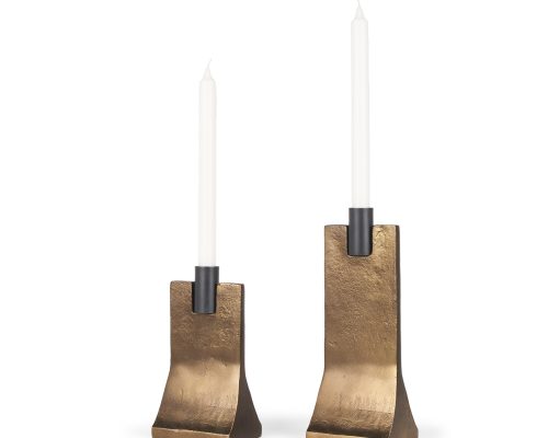 Alternative view of Mercana Polli Antiqued Gold w/ Matte Black Metal Taper Candleholders (Set of 2)