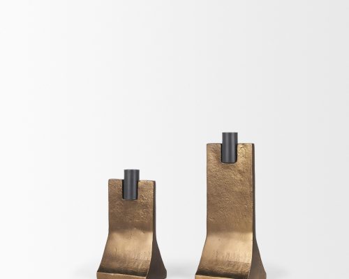 Mercana Polli Antiqued Gold w/ Matte Black Metal Taper Candleholders (Set of 2) - Image 8