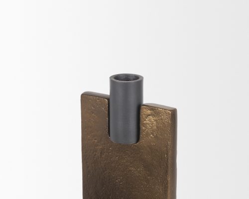 Mercana Polli Antiqued Gold w/ Matte Black Metal Taper Candleholders (Set of 2) - Image 9