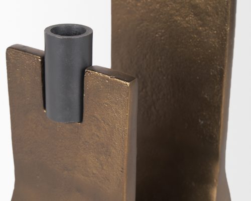 Mercana Polli Antiqued Gold w/ Matte Black Metal Taper Candleholders (Set of 2) - Image 10