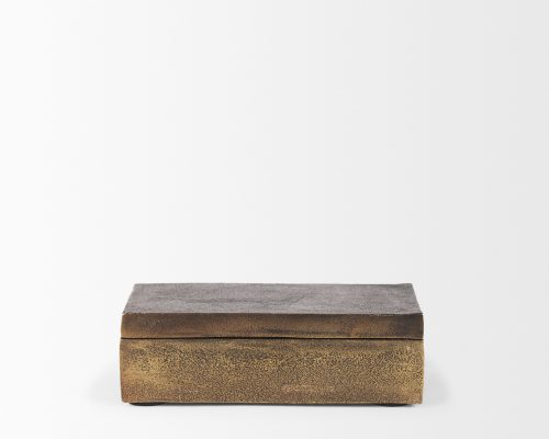 Mercana Porschia Small Antiqued Gold Metal Decorative Box - Image 6