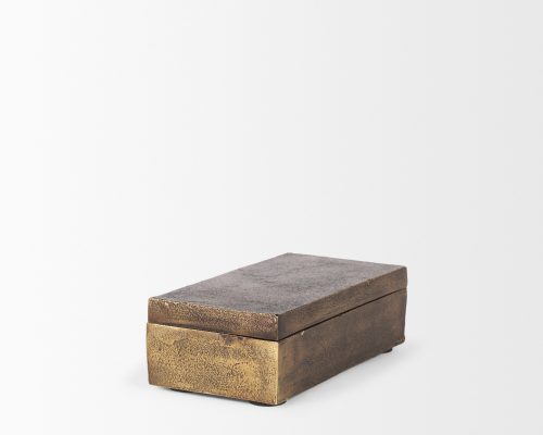 Mercana Porschia Small Antiqued Gold Metal Decorative Box - Image 8