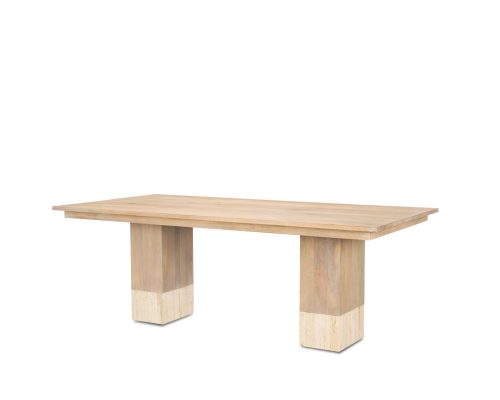 Alternative view of Mercana Shivon 84" Rectangular Light Brown Mango Wood W/ Travertine Dining Table