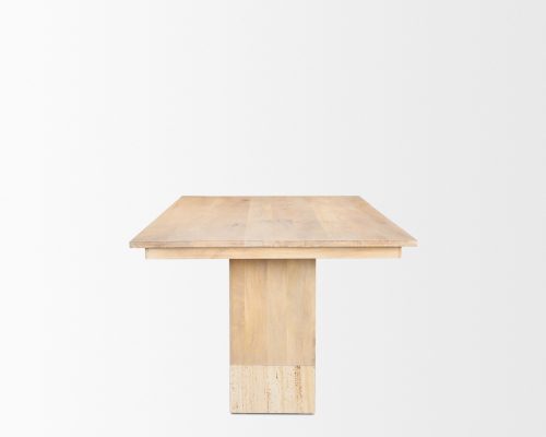 Mercana Shivon 84" Rectangular Light Brown Mango Wood W/ Travertine Dining Table - Image 6