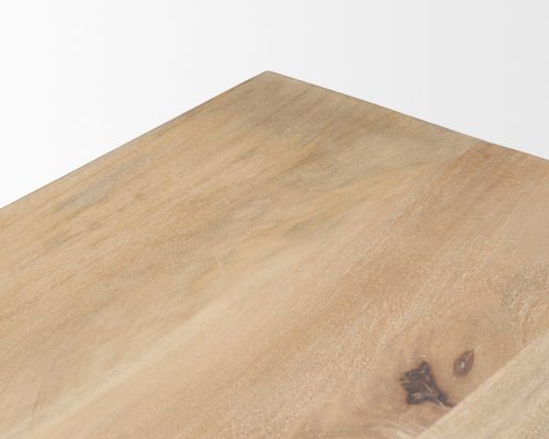 Mercana Shivon 84" Rectangular Light Brown Mango Wood W/ Travertine Dining Table - Image 8
