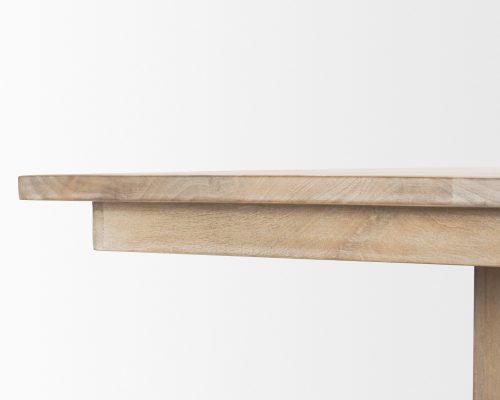Mercana Shivon 84" Rectangular Light Brown Mango Wood W/ Travertine Dining Table - Image 9