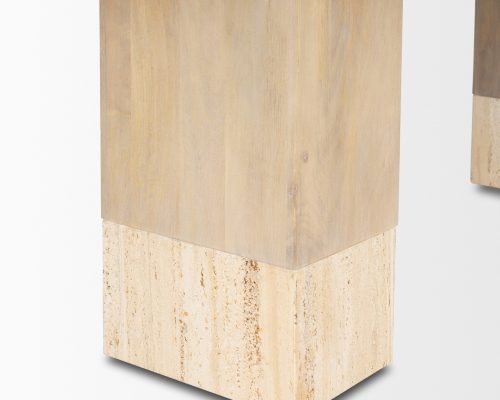 Mercana Shivon 84" Rectangular Light Brown Mango Wood W/ Travertine Dining Table - Image 10