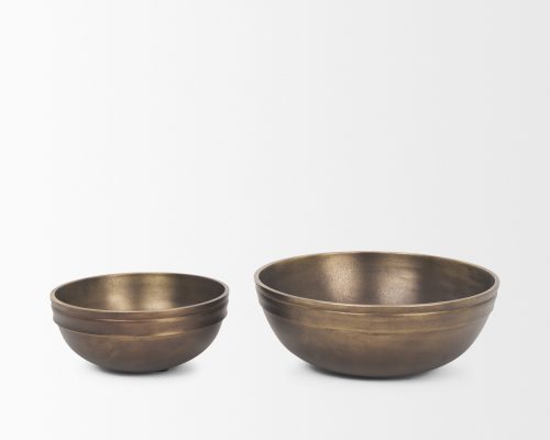 Mercana Tomiko Decorative Brass Finished Cast Aluminum Round Bowls - Image 4