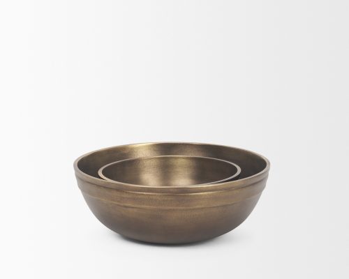 Mercana Tomiko Decorative Brass Finished Cast Aluminum Round Bowls - Image 5