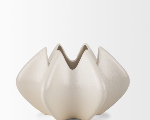 Mercana Ulrich Sculptural Cream Glazed Ceramic Vase - Image 5