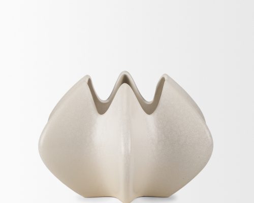Mercana Ulrich Sculptural Cream Glazed Ceramic Vase - Image 6