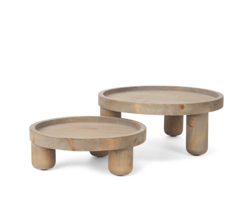 Alternative view of Mercana Virve Round Light Brown Wood w/ Gray Wash Wooden Trays