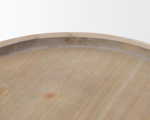 Mercana Virve Round Light Brown Wood w/ Gray Wash Wooden Trays - Image 6