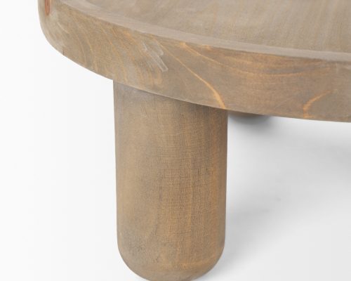 Mercana Virve Round Light Brown Wood w/ Gray Wash Wooden Trays - Image 8