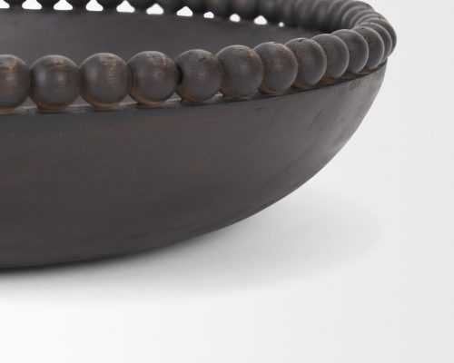 Mercana Wendell Dark Brown Wood w/ Wood Beads Round Bowls - Image 8