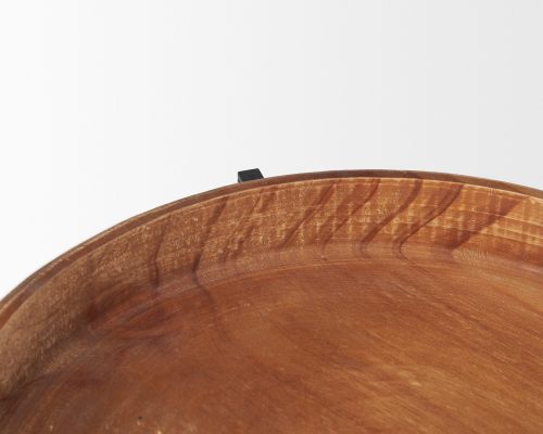 Mercana Wally Round Medium Brown Wood w/ Matte Black Metal Stand Trays - Image 6