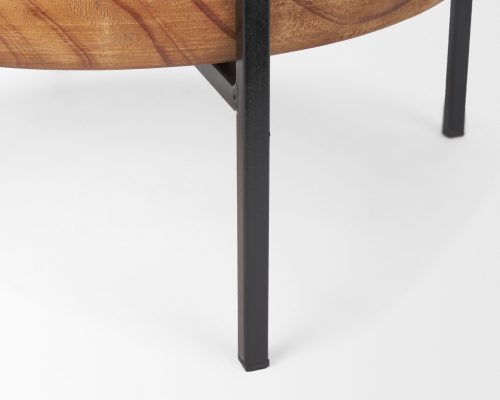 Mercana Wally Round Medium Brown Wood w/ Matte Black Metal Stand Trays - Image 8