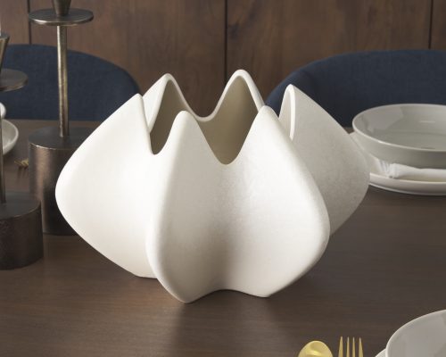 Mercana Ulrich Sculptural Cream Glazed Ceramic Vase