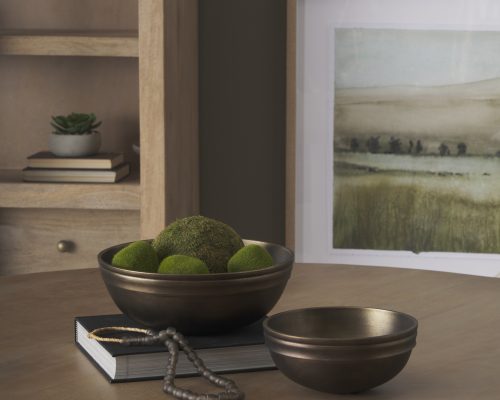 Mercana Tomiko Decorative Brass Finished Cast Aluminum Round Bowls