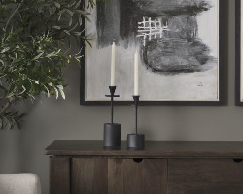 Mercana Petria Matte Black Textured Metal Taper Candle Holders - Image 3