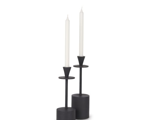 Alternative view of Mercana Petria Matte Black Textured Metal Taper Candle Holders
