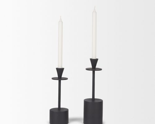 Mercana Petria Matte Black Textured Metal Taper Candle Holders - Image 5