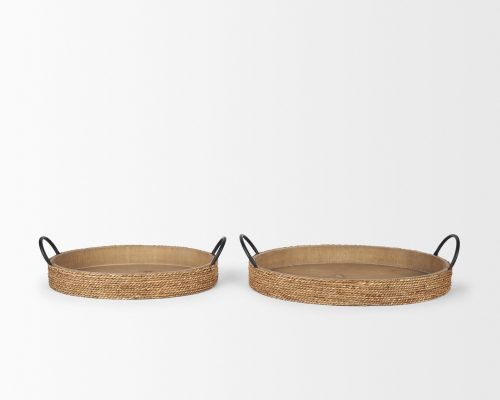 Mercana Wheaton Light Brown Wood w/ Natural Jute Serving Trays - Image 3