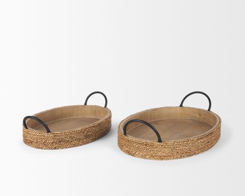 Mercana Wheaton Light Brown Wood w/ Natural Jute Serving Trays - Image 5