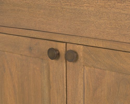 Mercana Baron Light Brown Solid Wood w/ Gunmetal Knobs 2-Door Accent Cabinet - Image 11