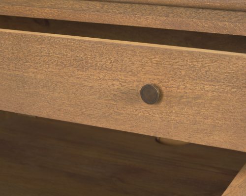 Mercana Baron Light Brown Solid Wood w/ Gunmetal Knobs 2-Door Accent Cabinet - Image 13