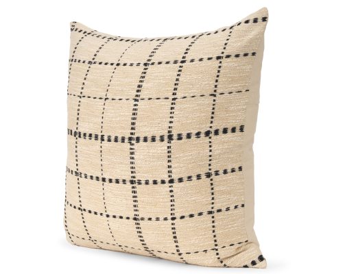 Alternative view of Mercana Jaela Beige and Black Striped Checkered Decorative Pillow Cover