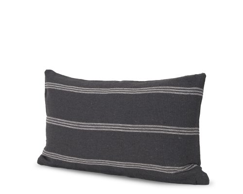 Alternative view of Mercana Jayme Gray and White Striped Cotton Decorative Lumbar Pillow Cover