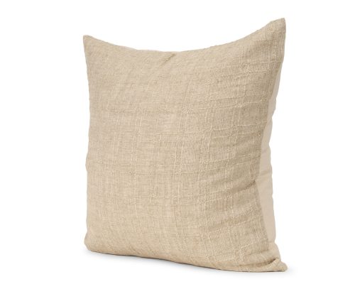 Mercana Jeren Beige Checker Textured Cotton-Linen Decorative Square Pillow Cover