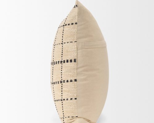 Mercana Jaela Beige and Black Striped Checkered Decorative Pillow Cover - Image 5