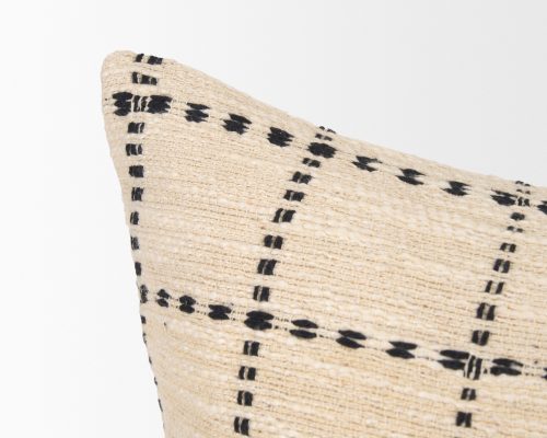 Mercana Jaela Beige and Black Striped Checkered Decorative Pillow Cover - Image 6