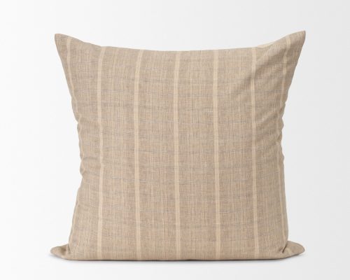 Mercana Jensen Beige and Gray Plaid Cotton-Linen Decorative Square Pillow Cover - Image 4