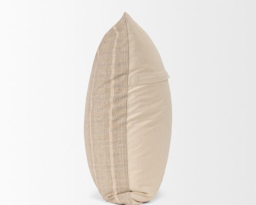 Mercana Jensen Beige and Gray Plaid Cotton-Linen Decorative Square Pillow Cover - Image 5