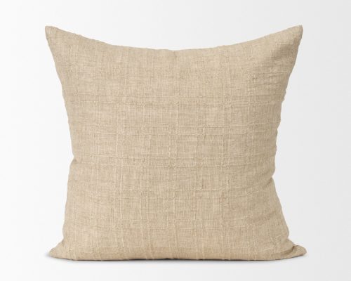 Alternative view of Mercana Jeren Beige Checker Textured Cotton-Linen Decorative Square Pillow Cover