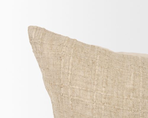 Mercana Jeren Beige Checker Textured Cotton-Linen Decorative Square Pillow Cover - Image 5