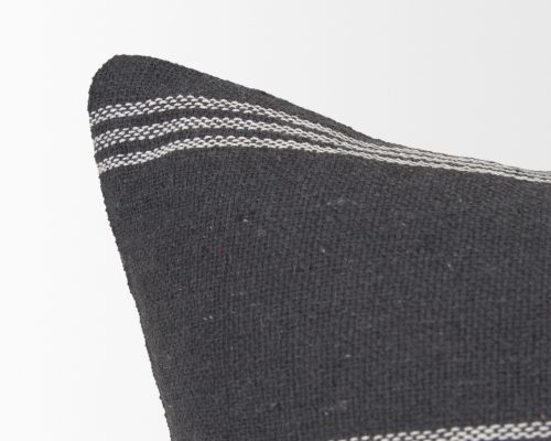 Mercana Jayme Gray and White Striped Cotton Decorative Lumbar Pillow Cover - Image 7