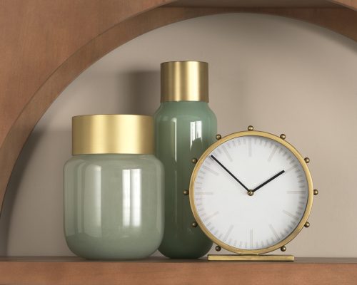 Mercana Marian 11.0L x 3.1W x 11.0H Gold Metal W/Studs Round Table Clock - Image 4