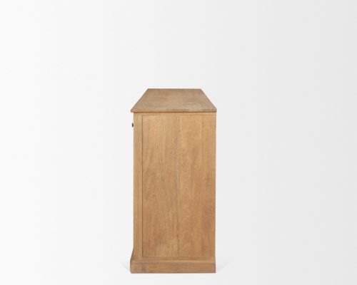 Mercana Baron Light Brown Solid Wood w/ Antiqued Brass Knobs 3-Drawer 6-Door Sideboard - Image 5