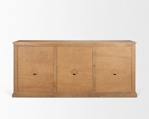 Mercana Baron Light Brown Solid Wood w/ Antiqued Brass Knobs 3-Drawer 6-Door Sideboard - Image 6