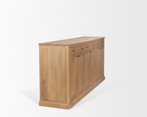 Mercana Baron Light Brown Solid Wood w/ Antiqued Brass Knobs 3-Drawer 6-Door Sideboard - Image 7