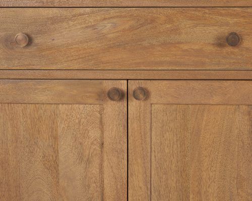 Mercana Baron Light Brown Solid Wood w/ Antiqued Brass Knobs 3-Drawer 6-Door Sideboard - Image 10