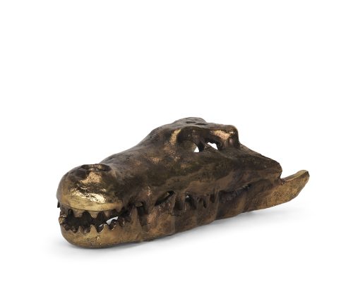 Mercana Alistair Antiqued Gold Cast Metal Decorative Skull Object - Image 9