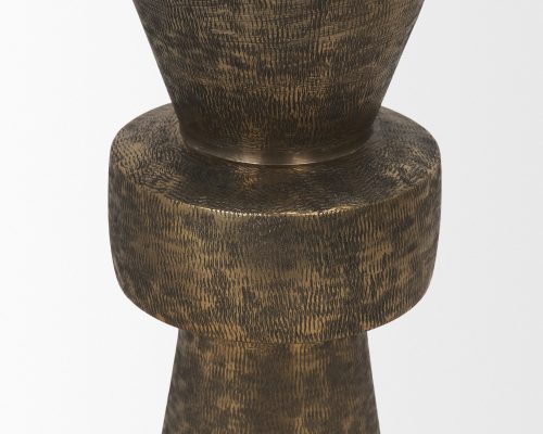 Mercana Odilia Textured Antiqued Gold Metal Geometric Pillar Candle Holder - Image 10